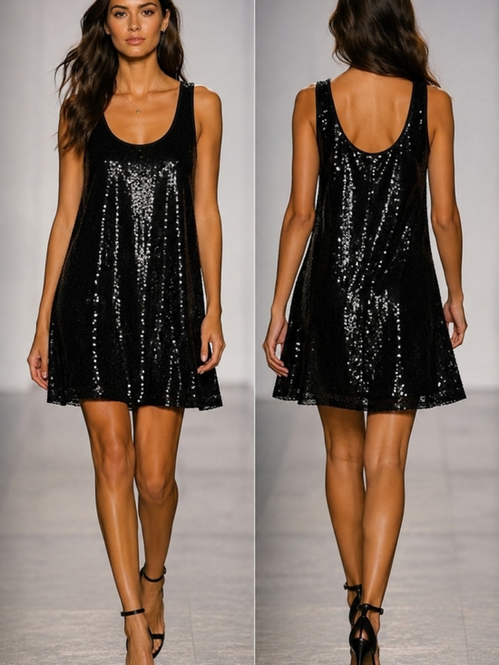 NEW WITH TAGS Mango Black Sequin Dress Size M